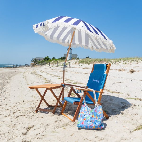 Premium Beach Umbrella- Navy Cabana Stripe - Image 7