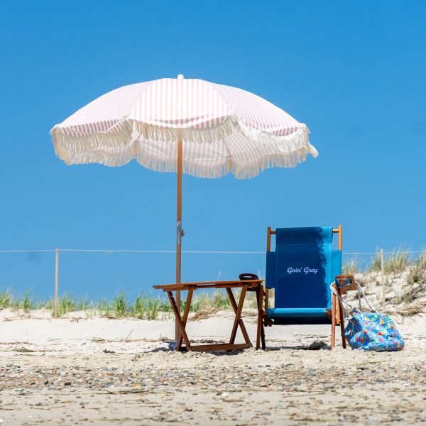 Premium Beach Umbrella- Pink Pin Stripe - Image 4