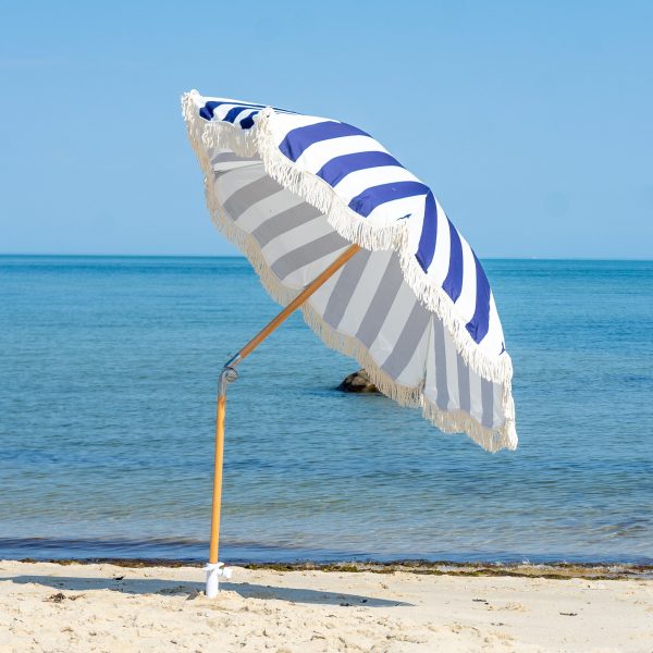 Premium Beach Umbrella- Navy Cabana Stripe - Image 3