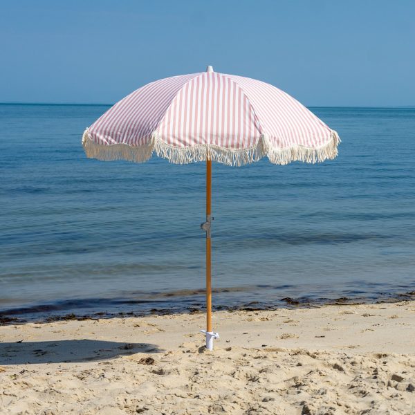 Premium Beach Umbrella- Pink Pin Stripe - Image 5