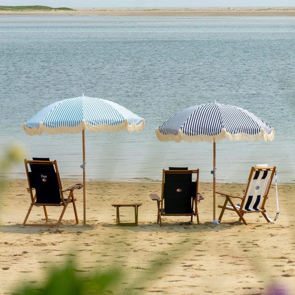Premium Beach Umbrella- Navy Pin Stripe - Image 5