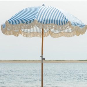 Premium Beach Umbrella- Light Blue Pin Stripe