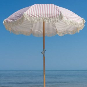 Premium Beach Umbrella- Pink Pin Stripe